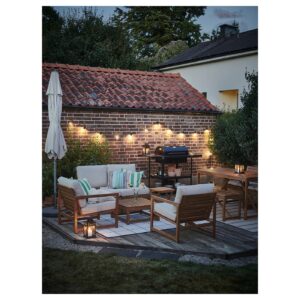 LED lighting chain with 20 bulbs, black/outdoor
